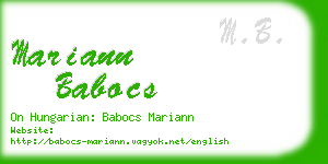 mariann babocs business card